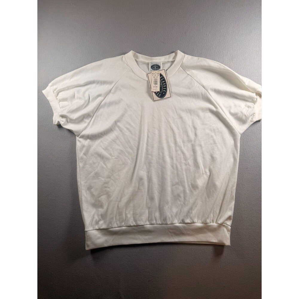 Vintage NWT Classic Essentials Grandpa White T Medium USA made